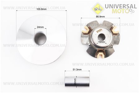 Варіатор передній у зборі з втулкою. TATA (Запчастини до 4Т скутера / UM3100-V34)