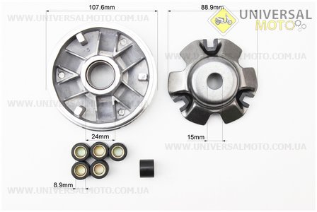 Варіатор передній у зборі (без втулки). Китай (Запчастини до 4Т скутера / UM3100-V42)