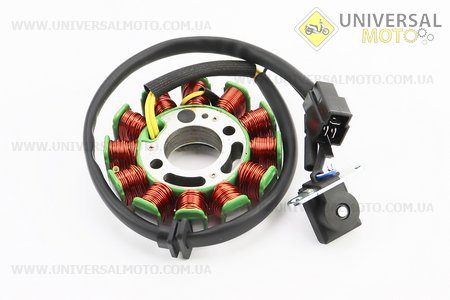 Статор магнето (генератора) (12 котушок роз'єм "тато 3+1") висота 25мм. Китай (Запчастини до 4Т скутера / UM3101-V63)