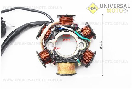 Статор магнето (генератора) (6 котушок роз'єм "мама 3+2") висота 31мм. Китай (Запчастини до 4Т скутера / UM3101-V65)