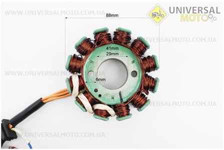 Магнето у зборі (12 котушок). Китай (Запчастини до 4Т скутера / UM3101-V73)