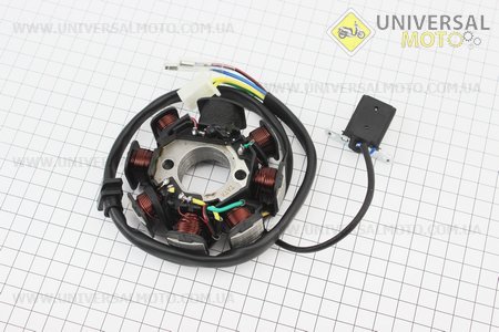 Статор магнето (генератора) (8 котушок роз'єм "мама 3+2") висота 34мм, тип 1. TATA (Запчастини до 4Т скутера / UM3101-V93)