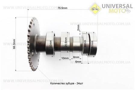 Розподільний вал у зборі. TATA (Запчастини до 4Т скутера / UM3101-V97)