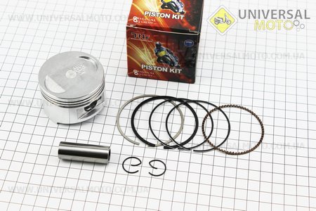 Поршневий комплект (поршень, кільця, палець) 150см.куб. 57,4мм +0,25 (палець 15 мм). TNT (Запчастини до 4Т скутера / UM3102-V63)