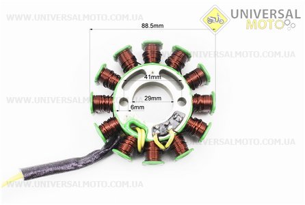 Статор магнето (генератора) (12 котушок роз'єм "тато 2+1") висота 25мм. JIANXING (Запчастини до 4Т скутера / UM3102-V85)