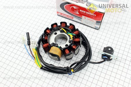 Статор магнето (генератора) (11 котушок роз'єм "мама 4+2") висота 31мм. ZHENGHE (Запчастини до 4Т скутера / UM3103-V97)
