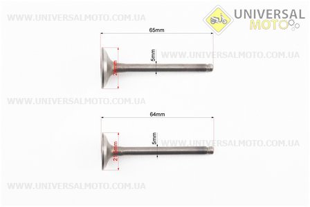 Клапан впускной, выпускной комплект 125см3. TATA (Скутер 125-150см3 / UM3104-V81)
