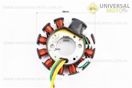 Статор магнето (генератора) (11 котушок роз'єм "мама 4+2") висота 31мм, тип 2. TMMP (Запчастини до 4Т скутера / UM3105-V59)
