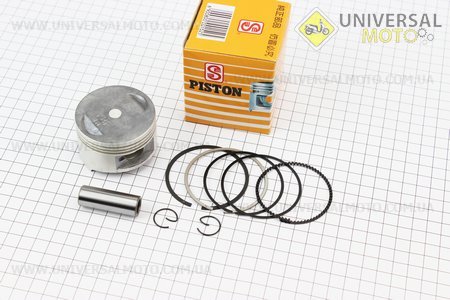 Поршневий комплект (поршень, кільця, палець) 150см.куб. 57,4мм +0,50 (палець 15мм) жовта коробка. SEE (Запчастини до 4Т скутера / UM3106-V17)