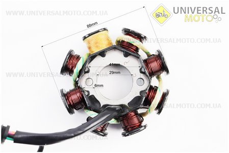 Статор магнето (генератора) (8 котушок роз'єм "мама 3+2") висота 29мм, тип 2. JIANXING (Запчастини до 4Т скутера / UM3107-V19)