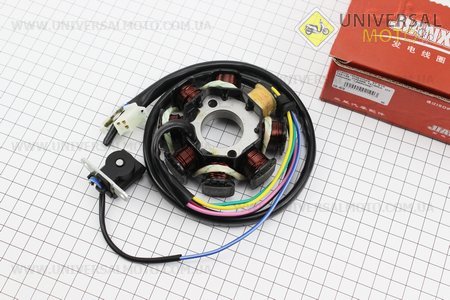 Статор магнето (генератора) (8 котушок роз'єм "мама 3+2") висота 29мм, тип 2. JIANXING (Запчастини до 4Т скутера / UM3107-V19)
