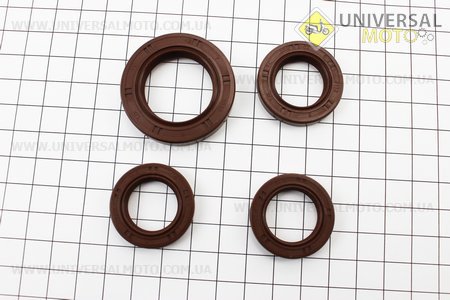 Сальник двигуна комплект 4шт (19,8x30x5-2шт; 27x42x7; 20x32x6), коричневий. FENGRI (Запчастини до 4Т скутера / UM3108-V36)