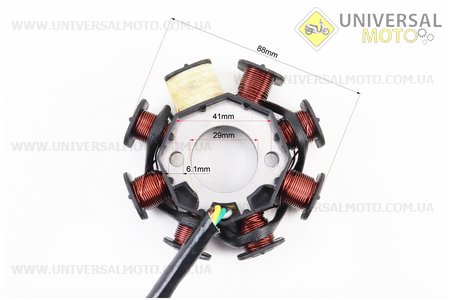 Статор магнето (генератора) (8 котушок роз'єм "мама 3 + 2") висота 29мм. TT CRV (Запчастини до 4Т скутера / UM3108-V74)