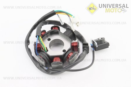 Статор магнето (генератора) (8 котушок роз'єм "мама 3+2") висота 35мм. Китай (Запчастини до 4Т скутера / UM3109-V50)