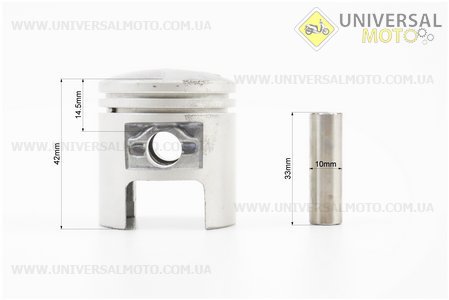 Поршневий комплект (поршень, кільця, палець) 50см.куб. 41мм +0,25 (палець 10мм, H-42мм, h-14,5мм). Scooter-M (Запчастини до 2Т цепного скутера / UM3110-V38)