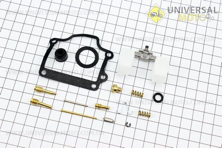 Ремонтный, комплект карбюратора, 15 деталей + поплавок. S (Скутер 2Т с цепным вариатором / UM3111-V15)