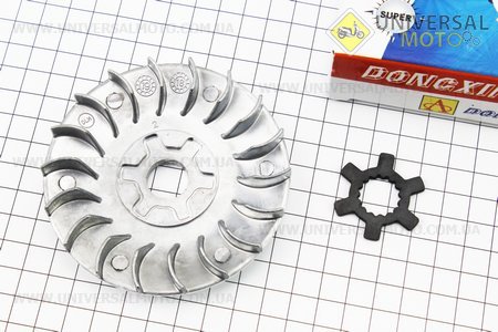 Крильчатка варіатора переднього (під вал 16мм) + шайба "хрест" Yamaha JOG90 / STELS. DONGXIN (Запчастини до 2Т ременного скутера / UM3121-V83)