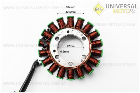 Статор магнето (генератора) Honda CN250/CF250 (18 котушок роз'єм "мама/тато 1+3") не Viper, тип 3. Viper (Запчастини до японського скутера / UM3130-V95)