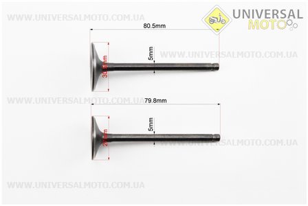 Клапана випускний (немагнітний) (30,5*80,5*5)+ впускний (27*79,8*5) комплект 2шт 250см.куб.. JINLONGLIAN (Запчастини на максіскутер 250сс / UM3131-V38)