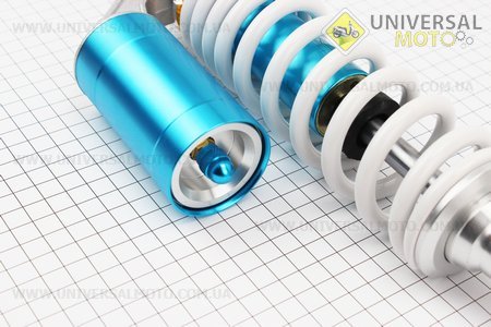 Амортизатор задній GY6 / Honda - 315мм * d60мм (втулка 12мм / вилка 8 мм) газовий регульований, Білий. TATA (Запчастини до японського скутера / UM3140-V07)