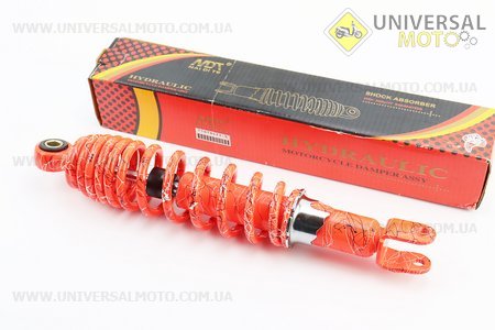 Амортизатор задній GY6 / Honda - 310мм * d59мм (втулка 10мм / вилка 8 мм) регульований, Помаранчевий з павутиною. NAIDITE (Запчастини до японського скутера / UM3140-V58)