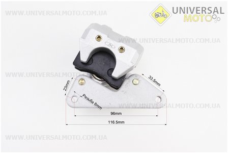 Тормозной суппорт передней системы (однопоршневой) с колодками "полумесяц". Китай (Скутер Viper Race / UM3140-V90)