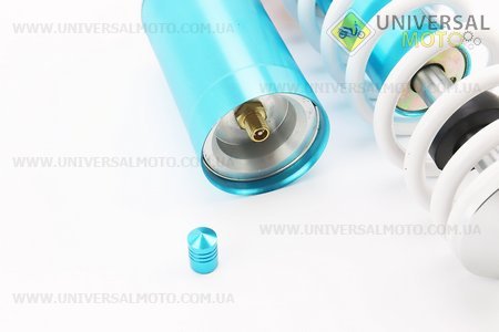 Амортизатор задній GY6 / Yamaha - 270мм * d60мм (втулка 12мм / вилка 8 мм) газовий регульований, Білий. TATA (Запчастини до японського скутера / UM3150-V02)