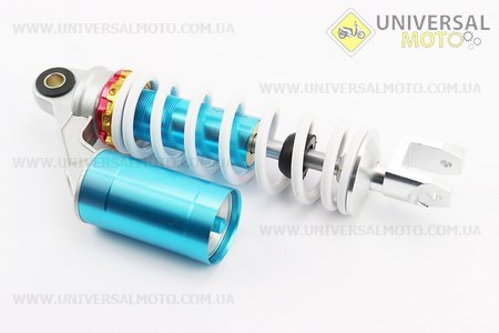 Амортизатор задній GY6 / Yamaha - 270мм * d60мм (втулка 12мм / вилка 8 мм) газовий регульований, Білий. TATA (Запчастини до японського скутера / UM3150-V02)