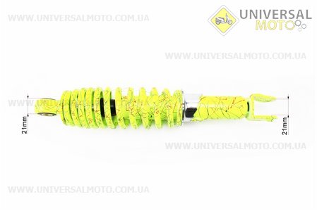 Амортизатор задній GY6 / Honda - 290мм * d55мм (втулка 10мм / вилка 8 мм) регульований, Лимонний з павутиною. NAIDITE (Запчастини до японського скутера / UM3150-V80)