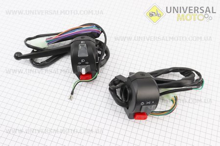 Блок кнопок на кермі лівий + правий комплект з важелями. Китай (Запчастини на скутер Viper Wind / UM3151-V08)