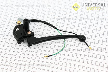 Важіль керма лівий (барабанні гальма) з кріпленням в зборі, чорний. Китай (Запчастини на скутер Viper Storm / UM3170-V99)