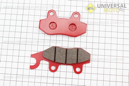 Гальмівні колодки (дискові) ліве вухо, Viper - RACE / STORM / CG / СВ / HONDA-LS125; NSR 50; MBX 50 / LIFAN / KYMCO-Pulsar / LONCIN, комплект 2шт, червоні. YONGLI (Запчастини до 4Т скутера / UM3171-V75)