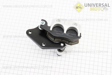 Тормозной суппорт задней системы (двухпоршневой) + колодки ТИП №3, серебристый. Китай (Скутер Viper Storm / UM3172-V42)