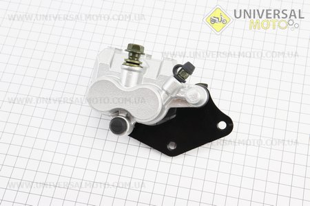 Тормозной суппорт задней системы (двухпоршневой) + колодки ТИП №3, серебристый. Китай (Скутер Viper Storm / UM3172-V42)