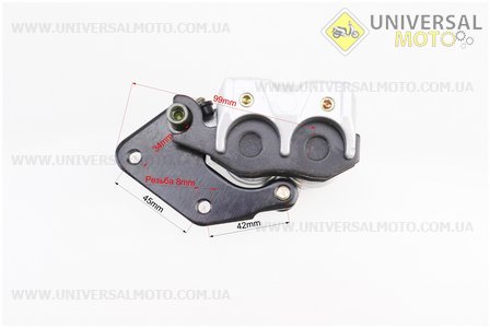 Гальмівний супорт задній системи (двопоршневий) + колодки ТИП №4, сріблястий. Китай (Запчастини на скутер Viper Storm / UM3172-V83)