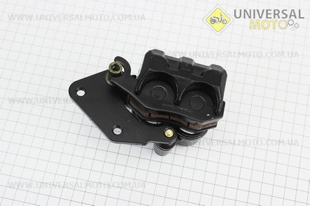 Гальмівний супорт задній системи (двопоршневий) + колодки ТИП №2, чорний. Китай (Запчастини на скутер Viper Storm / UM3173-V94)