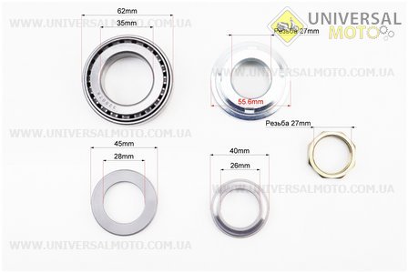 Підшипник рульової в зборі (комплект) (пластмасова обойма). ZHENGHE (Запчастини на скутер Viper Storm / UM3175-V24)