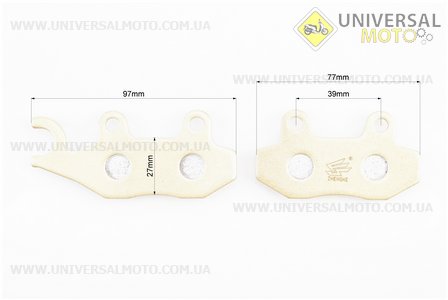 Гальмівні колодки (дискові) ліве вухо, Viper - RACE/STORM/CG/СВ/HONDA-LS125;NSR 50;MBX 50/LIFAN/KYMCO-Pulsar/LONCIN, комплект 2шт, жовті. ZHENGHE (Запчастини до 4Т скутера / UM3175-V64)