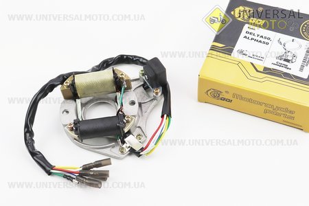 Статор магнето (генератора) (2 котушки "5 проводів"). TMMP (Запчастини для мопеда Дельта / UM3184-V12)