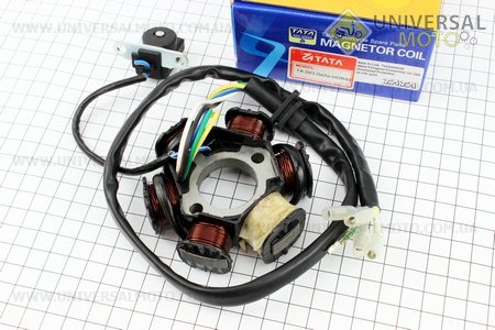 Статор магнето (генератора) (6 котушок "5 проводів"). TATA (Запчастини для мопеда Дельта / UM3184-V68)