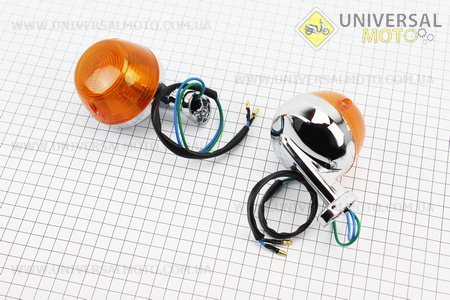 Поворотник левая, правая "хром круглые" комплект 2 шт. TATA (Мопед Viper Delta / UM3185-V57)