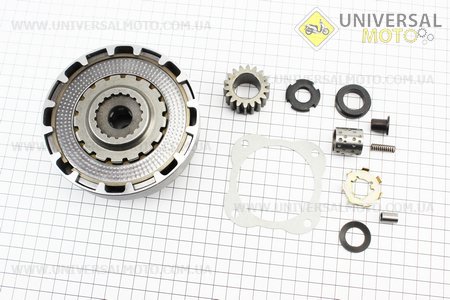 Зчеплення дводискове у зборі (кошик) Delta 110/125см.куб. "механіка" + 9 деталей. GXmotor (Запчастини для мопеда Дельта / UM3185-V95)