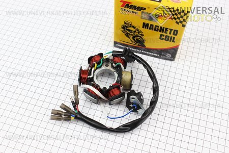 Статор магнето (генератора) (6 котушок "5 проводів"). TMMP (Запчастини для мопеда Дельта / UM3186-V05)