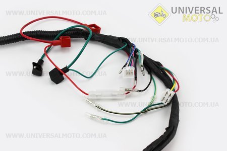 Проводка центральна (без тахометра) 2 фішки біля керма, ТИП 3. Китай (Запчастини для мопеда Дельта / UM3186-V53)