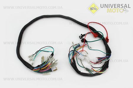 Проводка центральна (без тахометра) 2 фішки біля керма, ТИП 3. Китай (Запчастини для мопеда Дельта / UM3186-V53)