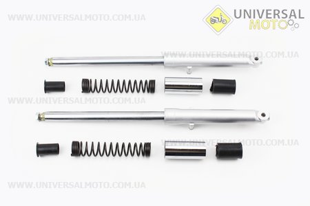 Амортизатор передній лівий, правий комплект L-525мм D-25мм (пружина зовні). TATA (Запчастини для мопеда Дельта / UM3186-V73)