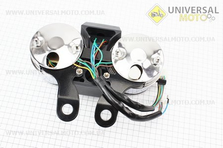 Спидометр в сборе "двойной" 120 км/ч тахометр электронный (узкое крепление). GXmotor (Мопед Viper Alpha / UM3187-V59)