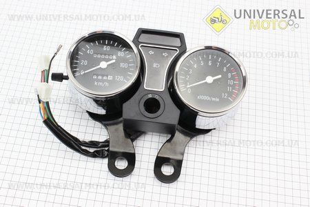 Спидометр в сборе "двойной" 120 км/ч тахометр электронный (узкое крепление). GXmotor (Мопед Viper Alpha / UM3187-V59)