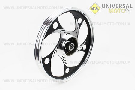 Диск передній литий 1,4-17 "ALPHA" хвиля "тіп.2, чорний (вісь 10мм). Китай (Запчастини для мопеда Дельта / UM3188-V51)