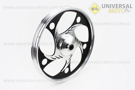 Диск передній литий 1,4-17 "ALPHA" хвиля "тіп.2, чорний (вісь 10мм). Китай (Запчастини для мопеда Дельта / UM3188-V51)